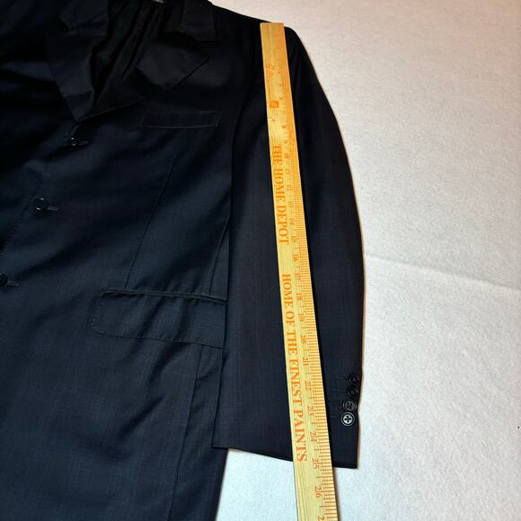 Canali 100% Wool Navy Blazer Sports Coat Plaid Pattern 3 Button Front Size 52R - Picture 5 of 11